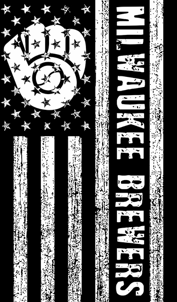 Milwaukee Brewers Black And White American Flag logo iron on paper